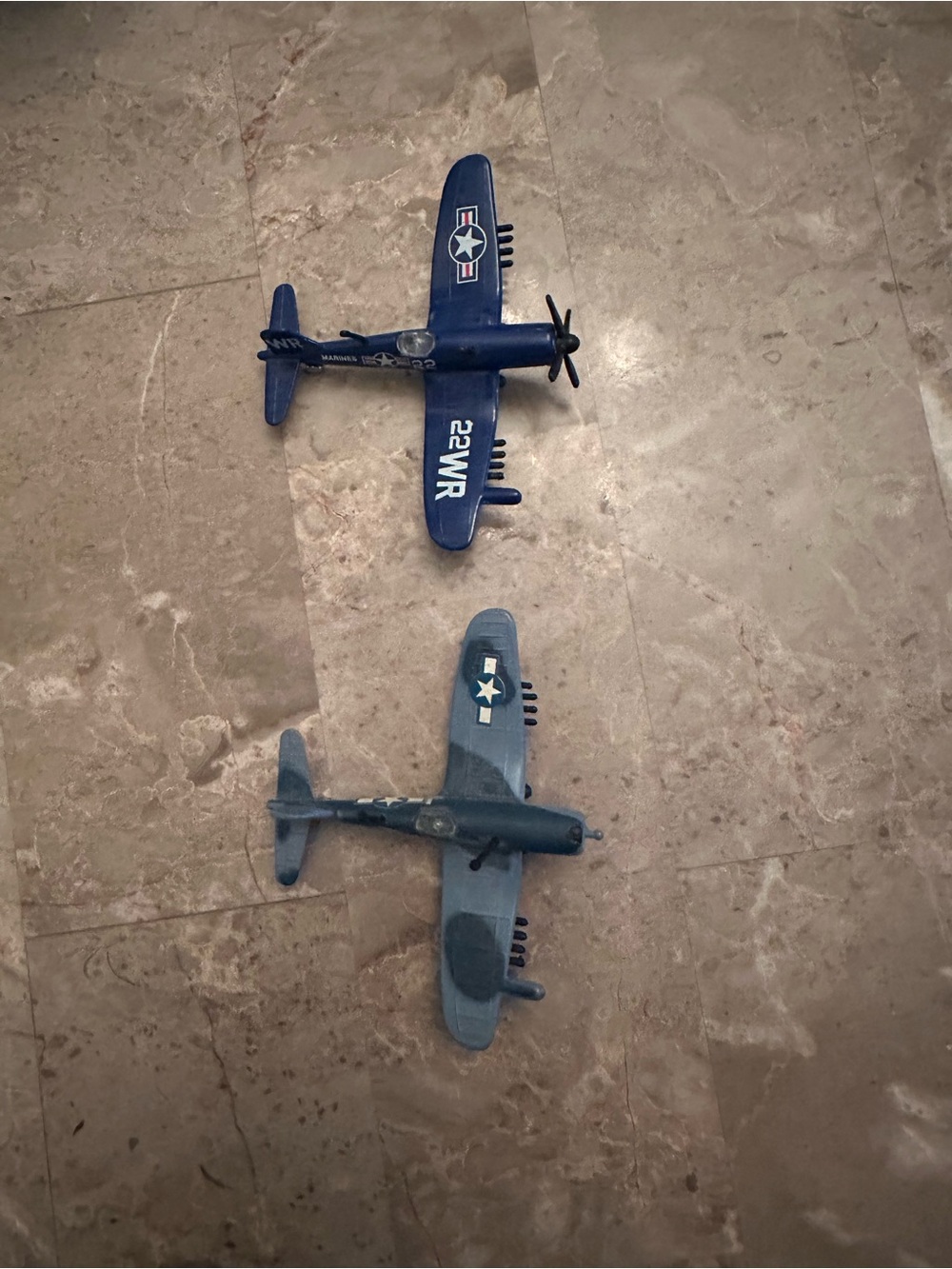 Vintage Corsair F4U-4 & F4U Marine and Navy 22WR Die Cast Fighter planes